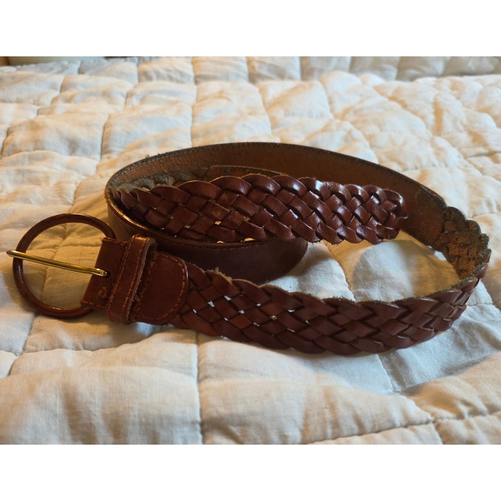 Elisabeth Liz Claiborne Belt Womens 3 Brown Good Braided Leather Woven Vintage
